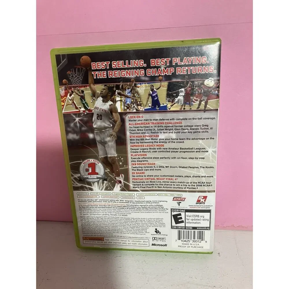 2K Sports College Hoops 2K8 Microsoft Xbox 360 Basketball Game 2007 (UNTESTED)